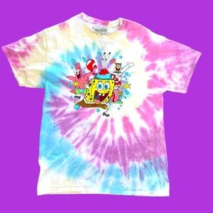 Hail Hail the Gang’s all here! Sponge Bob gang that is - adult S tie dye tee